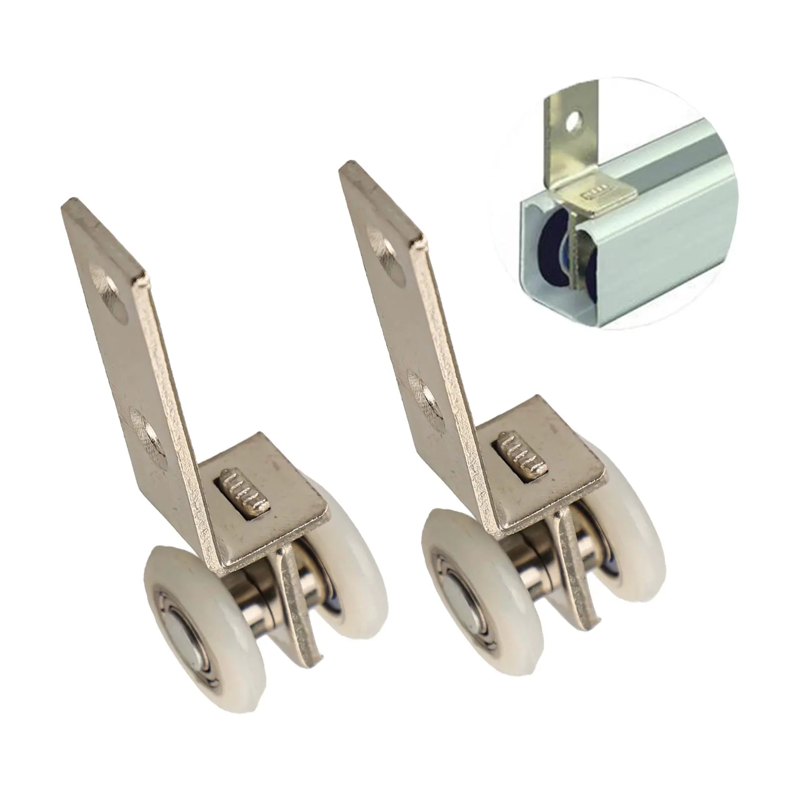 2/4 Pcs Metal Sliding Door Pulley Block With 2 Plastic Wheels For Smooth Quiet Motion On Cabinets And Wooden Doors