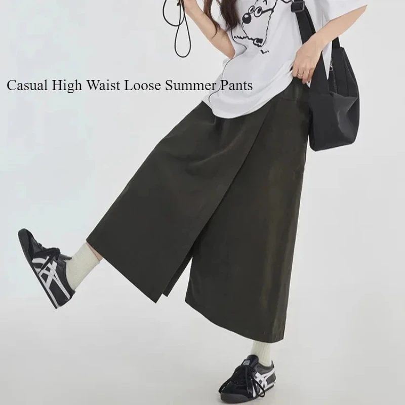 

1pc Casual High Waist Loose Summer Pants Women's Daily Wear Wide Leg Breathable Comfortable Trousers for Spring Autumn 도매
