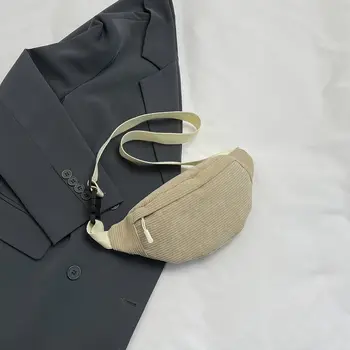 女士休閒燈芯絨腰包 時尚腰包 香蕉形腰包 臀包 單肩斜挎胸包 口袋 8 最佳銷售 女性腰包 - №6