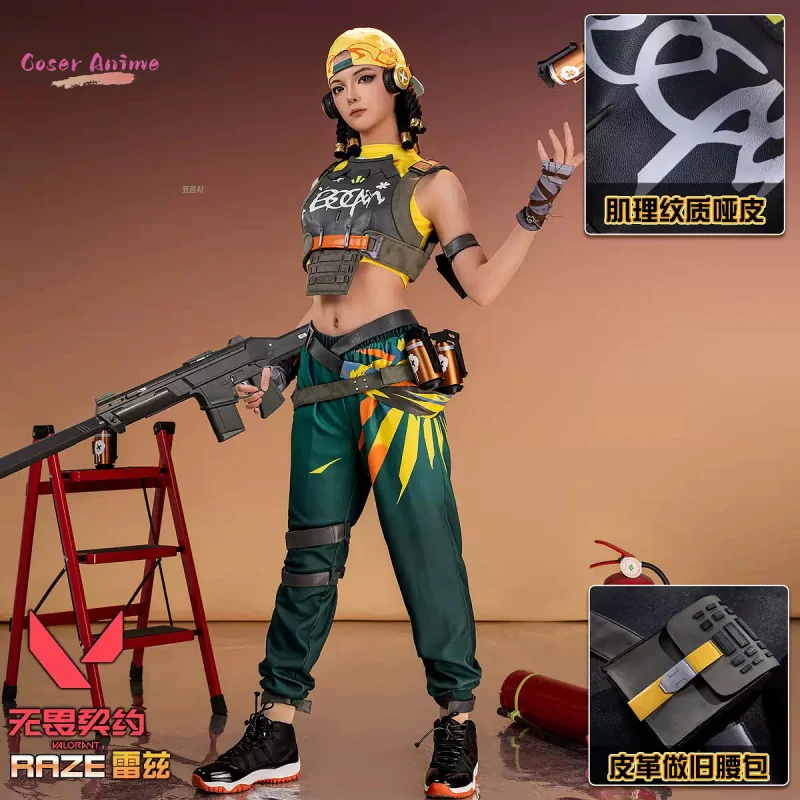 

Game VALORANT Raze Cosplay Costume Uniform Halloween Carnival Party Christmas Play Role Clothes Clothing