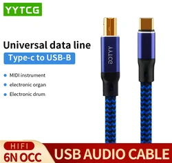 YYTCG Hifi kabel USB typu C do typu B 6N OCC kabel danych Hifi uniwersalna linia danych kabel USB Audio