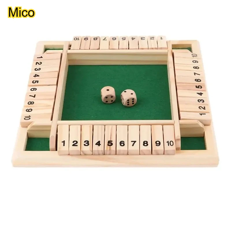 Deluxe Four Sided Shut The Box Game, Desktop Decor Ornament, Family Party Dice Game