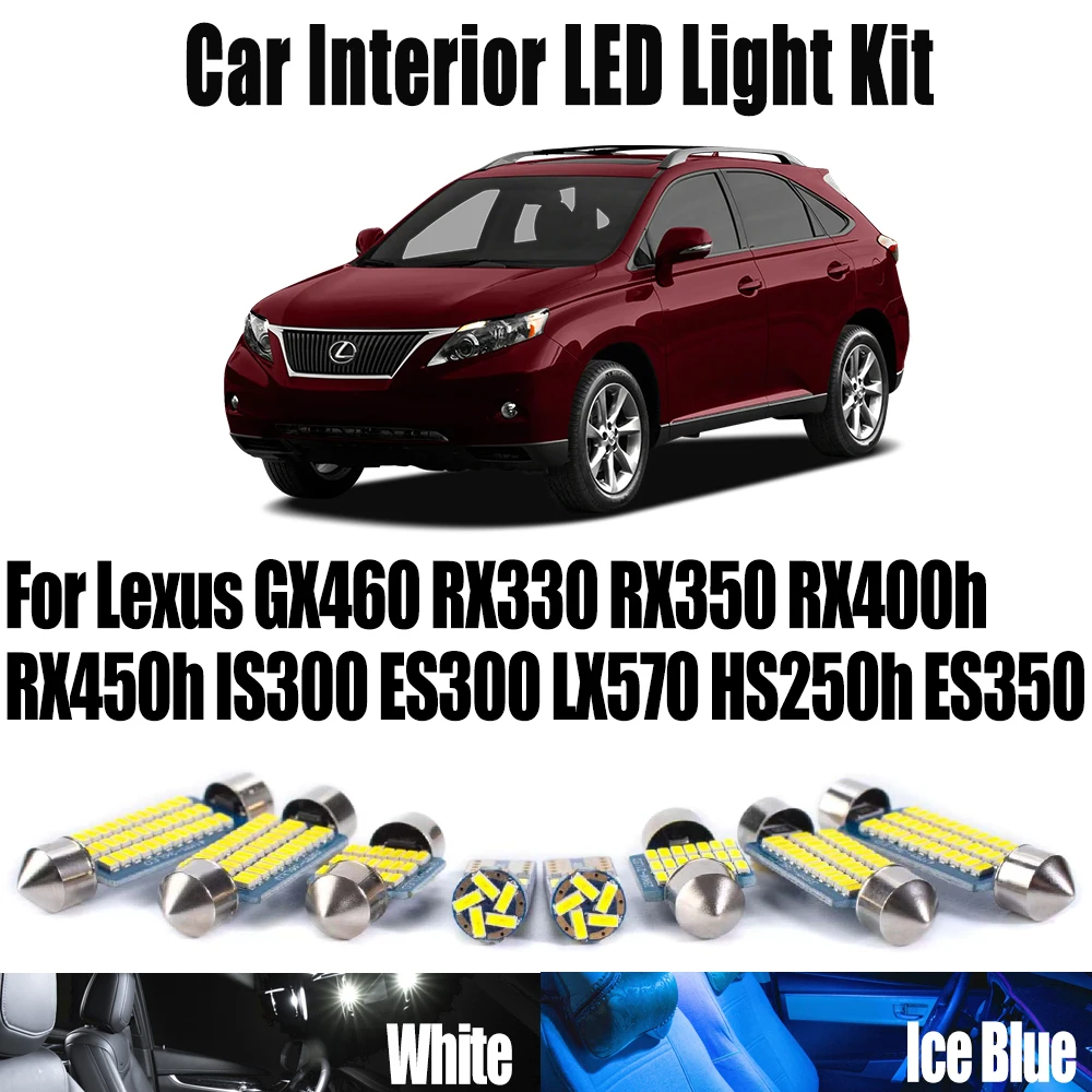 For Lexus GX460 RX330 RX350 RX400h RX450h IS300 ES300 LX570 HS250h ES350 Courtesy Ceiling Bulb Canbus Car LED Interior Light Kit