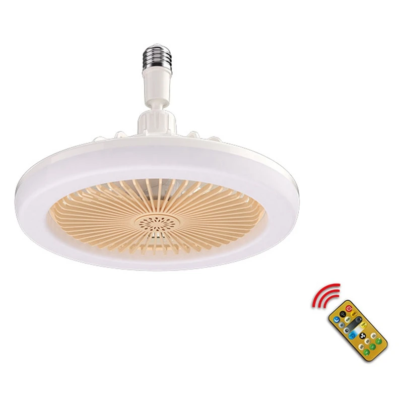 

A24F-2PCS Ceiling Fans With Remote Control And Light Lamp Fan E27 Converter Base Smart Silent Ceiling Fans