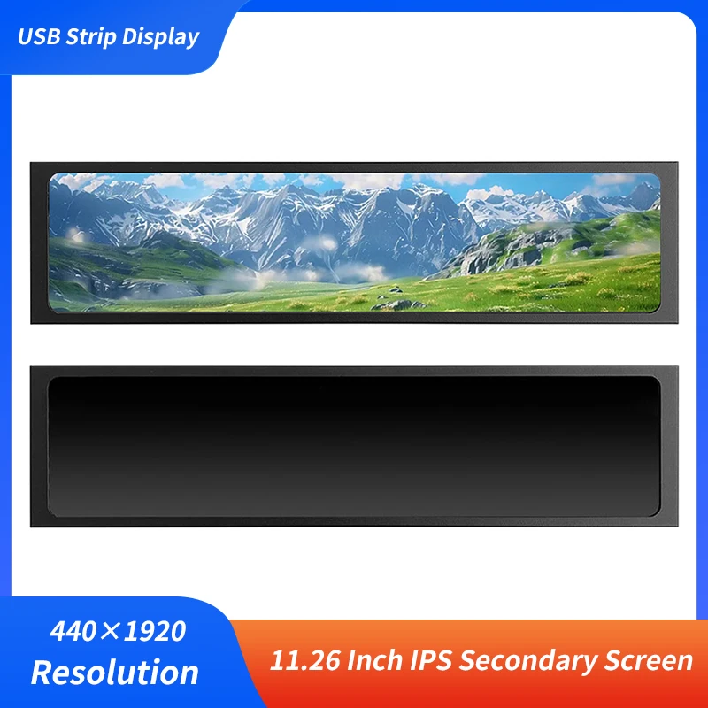 

11,26-дюймовый дополнительный экран IPS, разрешение 440×1920 170 ° Видеоплеер с широким обзором, воспроизведение электронного альбома для ПК