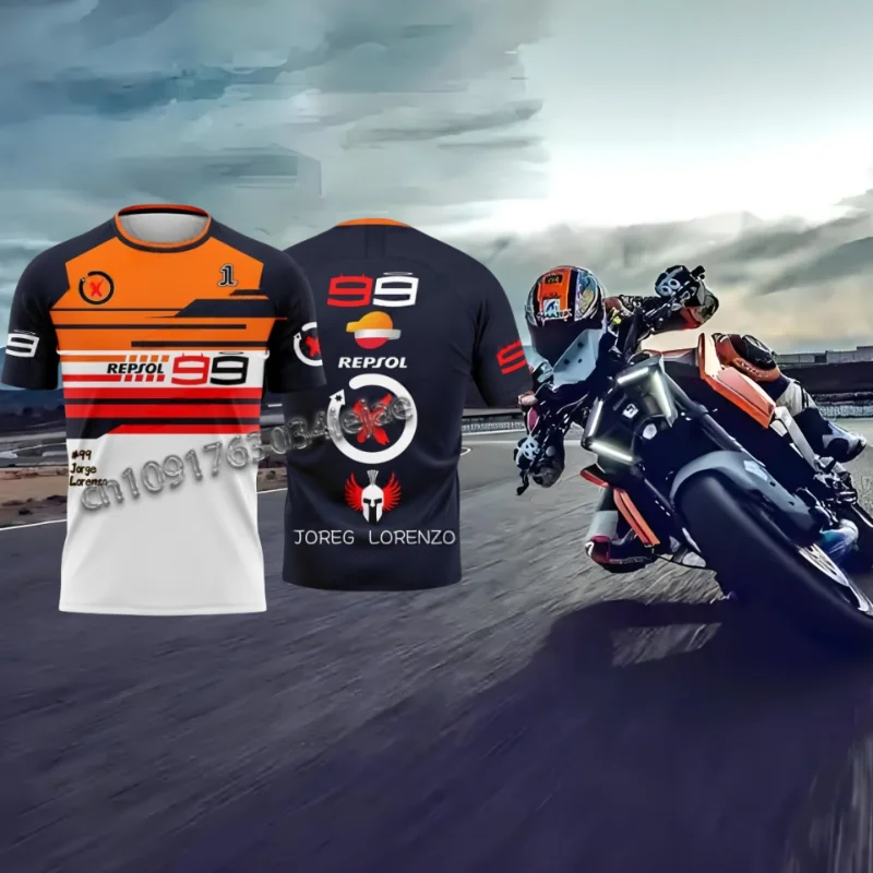 

2025-26 New Motorcycle Race #99 Driver Jorge Lorenzo Fan Men's Summer Quick Drying Sports Outdoor Leisure T-shirt
