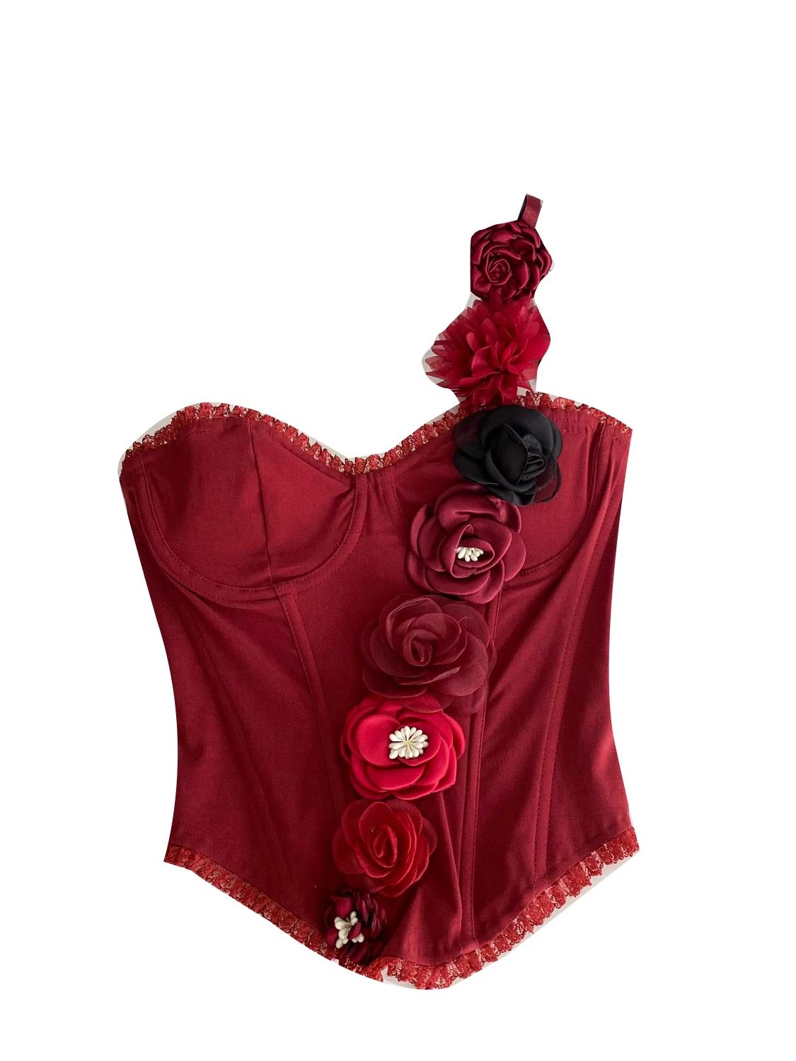 قميص بدون أكمام نسائي بقصة ضيقة مع تطريز ثقيل وزهور ثلاثية الأبعاد من الدانتيل عنصر ort Sle