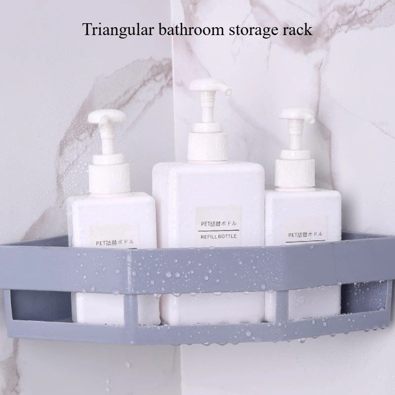 

Triangle Bathroom Storage Rack No Punching Corner Rack Bathroom Wash Rack Bathroom Traceless Wall Mounted Home Accessories