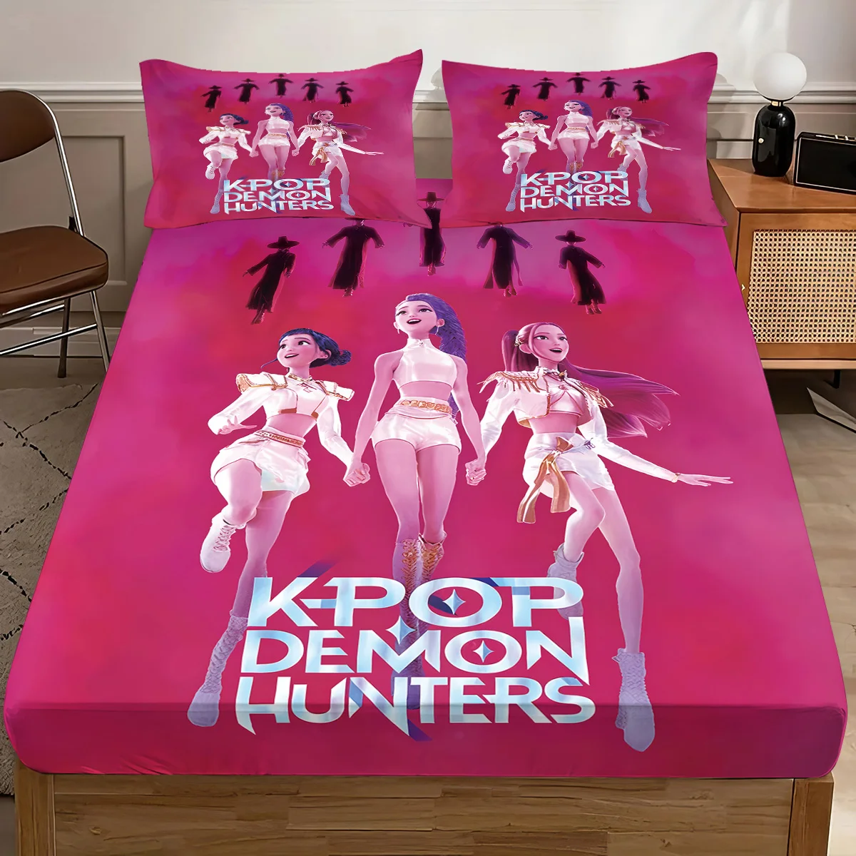 3pcsK-Pop شيطان الصيادين المطبوعة coreless المجهزة ورقة مجموعة متعددة الحجم لينة غطاء السرير غرفة نوم الفراش الديكور آلة قابل للغسل #2