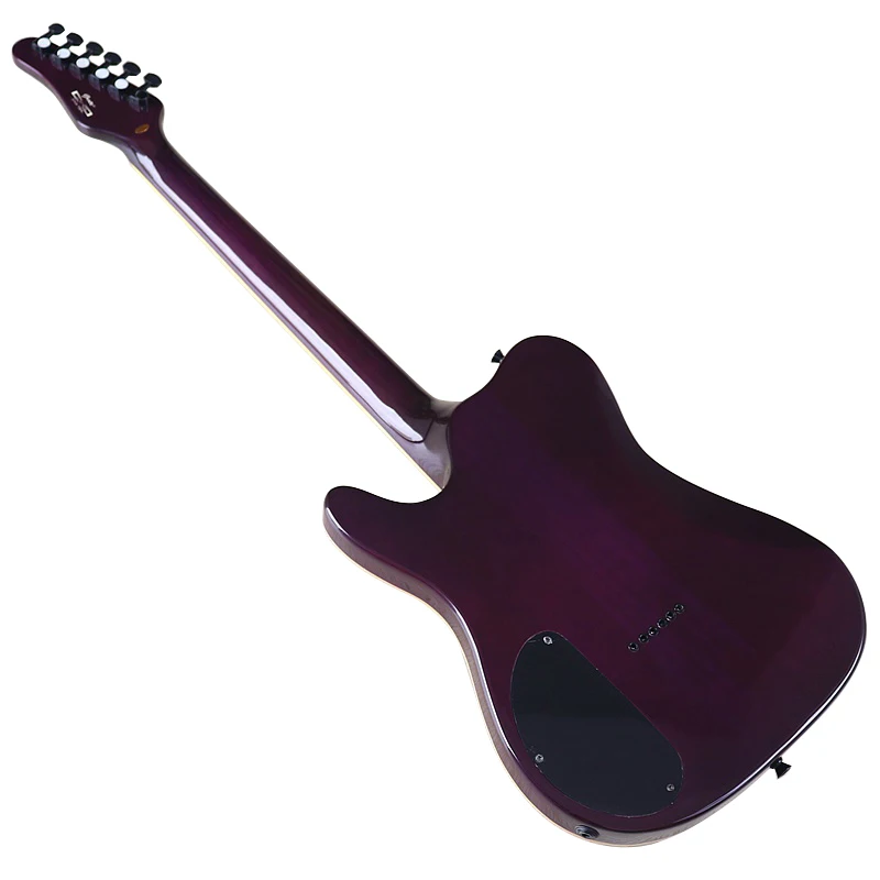 Neck Through 6 Strings Electric Guitar 39 Inch Flame Maple Top Purple Color High Glossy Guitarra Solid Okoume Wood