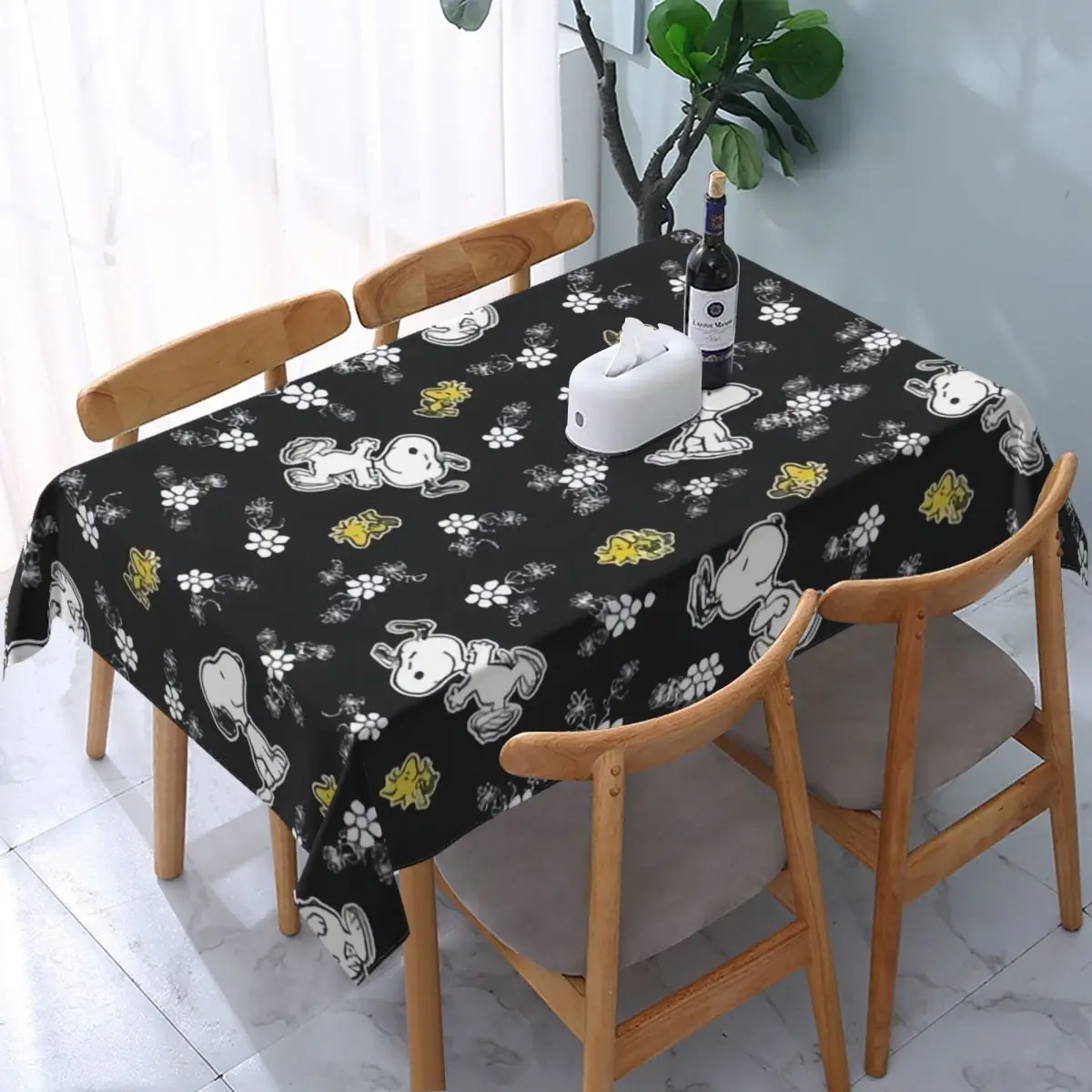 Customized Rectangular Disney Snoopys Woodstock Cartoon Beagle Tablecloth Fit 40\