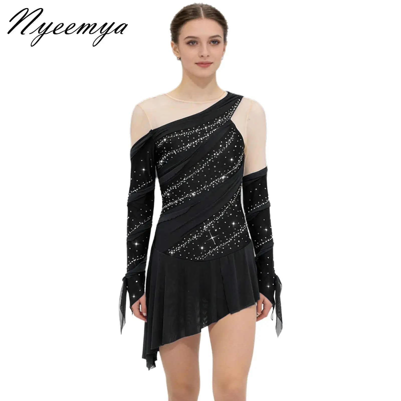 

Womens Acrobatics Jersey Rhythmic Gymnastics Ballet Lyrical Dance Stage Performance Costume Dress Figure Skating Bodysuit Dress