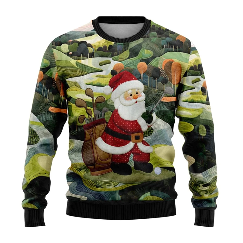 

Sports Ugly Christmas Sweatshirt For Women Santa Claus Golf Graphic Sweatshirts Fashion Club Unisex Pulloversboy Tracksuit Tops