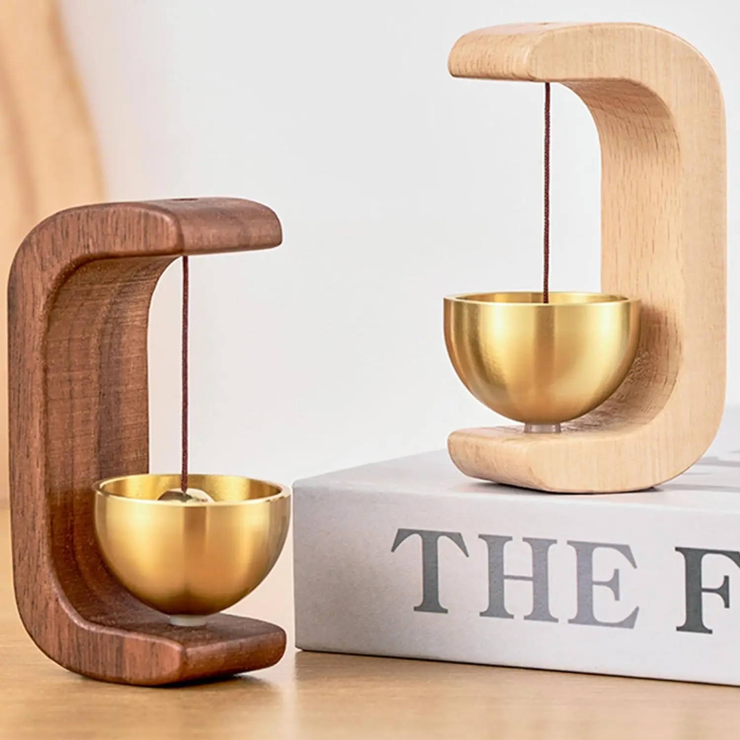 Wooden Entrance Door Bell Brass Clear Ringing Sound Magnetic and Adhesive Mounting for Shops and Home Hanging Decorations