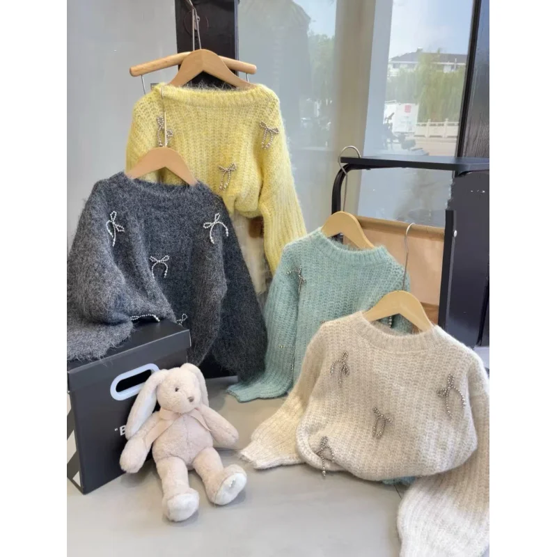 

Girls' Winter Sweater2025New Children's Imitation Mink Fur Top Stylish Little Girl Knitted Base Shirt