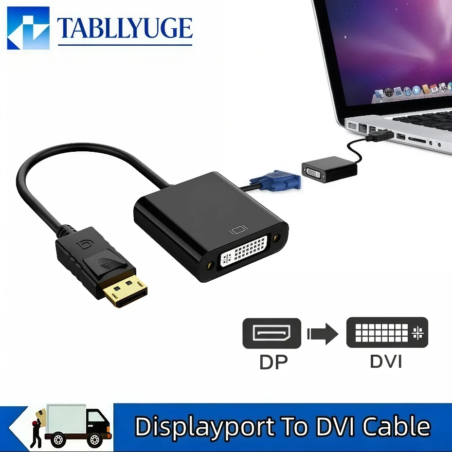 Adaptador DP DisplayPort a DVI hembra, cable convertidor de vídeo HD 1080P para ordenador portátil, escritorio, HDTV, monitor, proyector