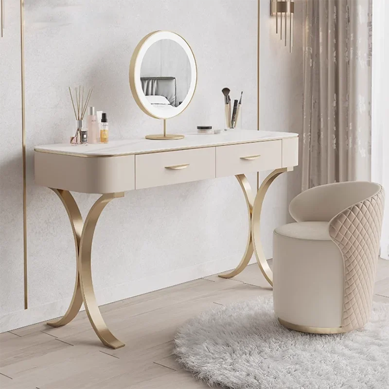 

Luxury Glod Dressing Table Drawers Modern White Chair Dressing Table Mirror Makeup Tocador Maquillaje Furniture For Bedroom
