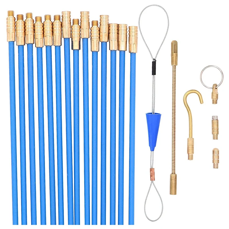 

Fiberglass Fish Tape Cable Rods,Electrical Wire Running Push/Pull Kit With Hook And Hole Kit In Transparent Tube