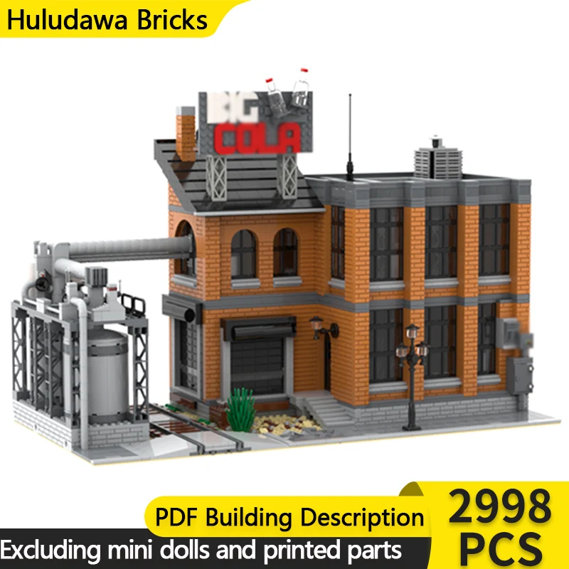 City Street View Model MOC Building Bricks Big Cola Factory Modular Technology Children Holiday Gifts Assemble Toys Suit