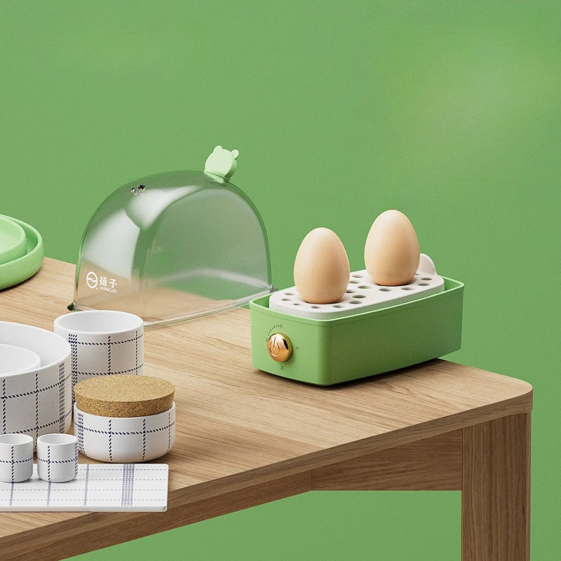 หม้อหุงข้าวไฟฟ้าขนาดเล็กหม้อต้มไข่ Poacher พร้อมระบบปิดอัตโนมัติและเครื่องนึ่งอาหารสําหรับการทําอาหารไข่ 2 ฟอง