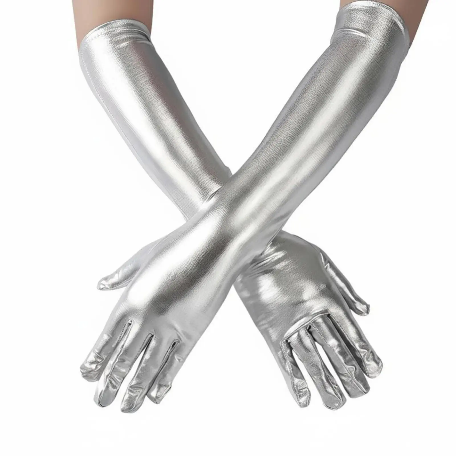 Women's Long Patent Leather Gloves, Shiny Party Accessory, Cosplay, Stage Performance