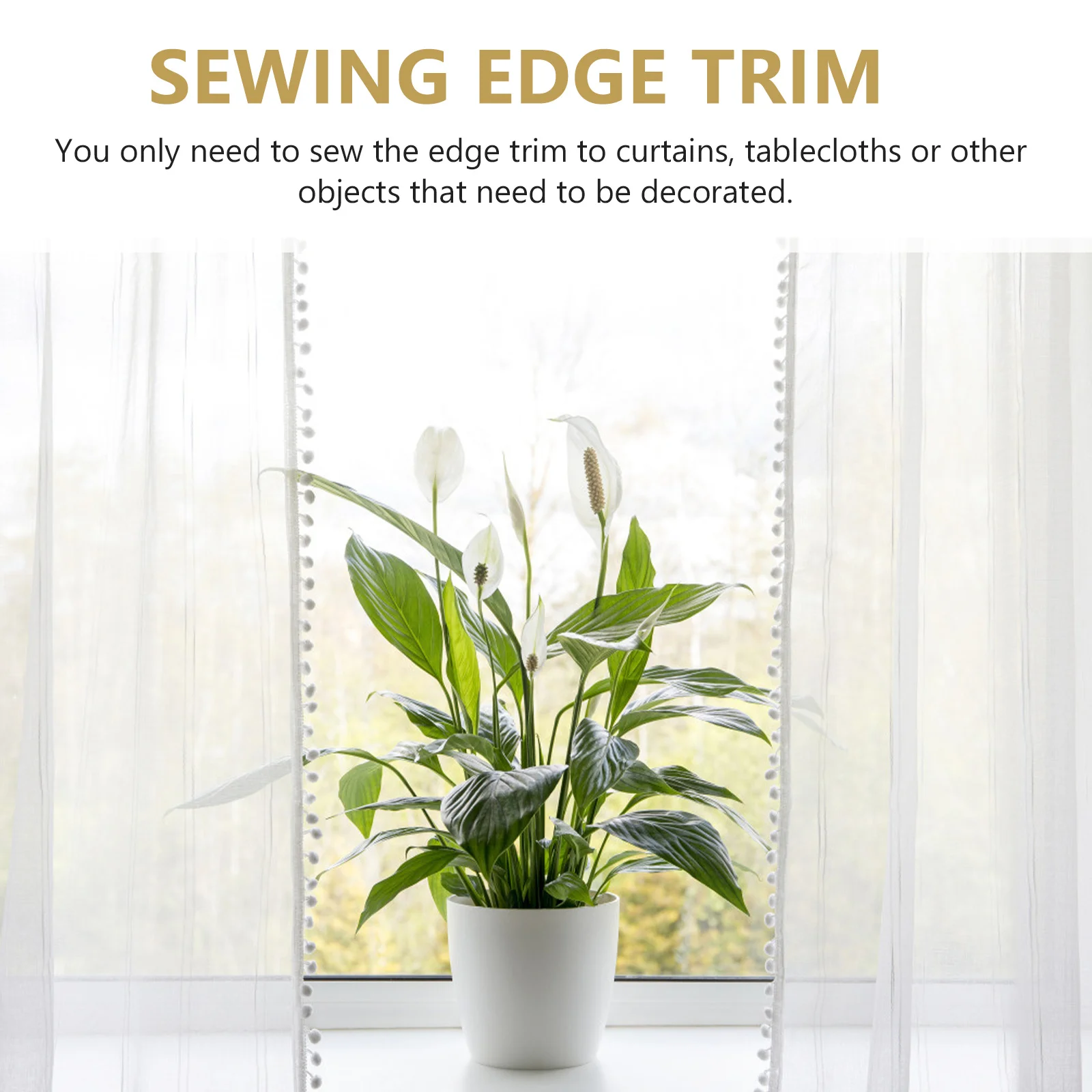 1 rollo de adorno de cortina, bola de pelo decorativa, suministro para manualidades de costura DIY, 15 yardas de peso añadido para cortina, mantel, adorno de ventana