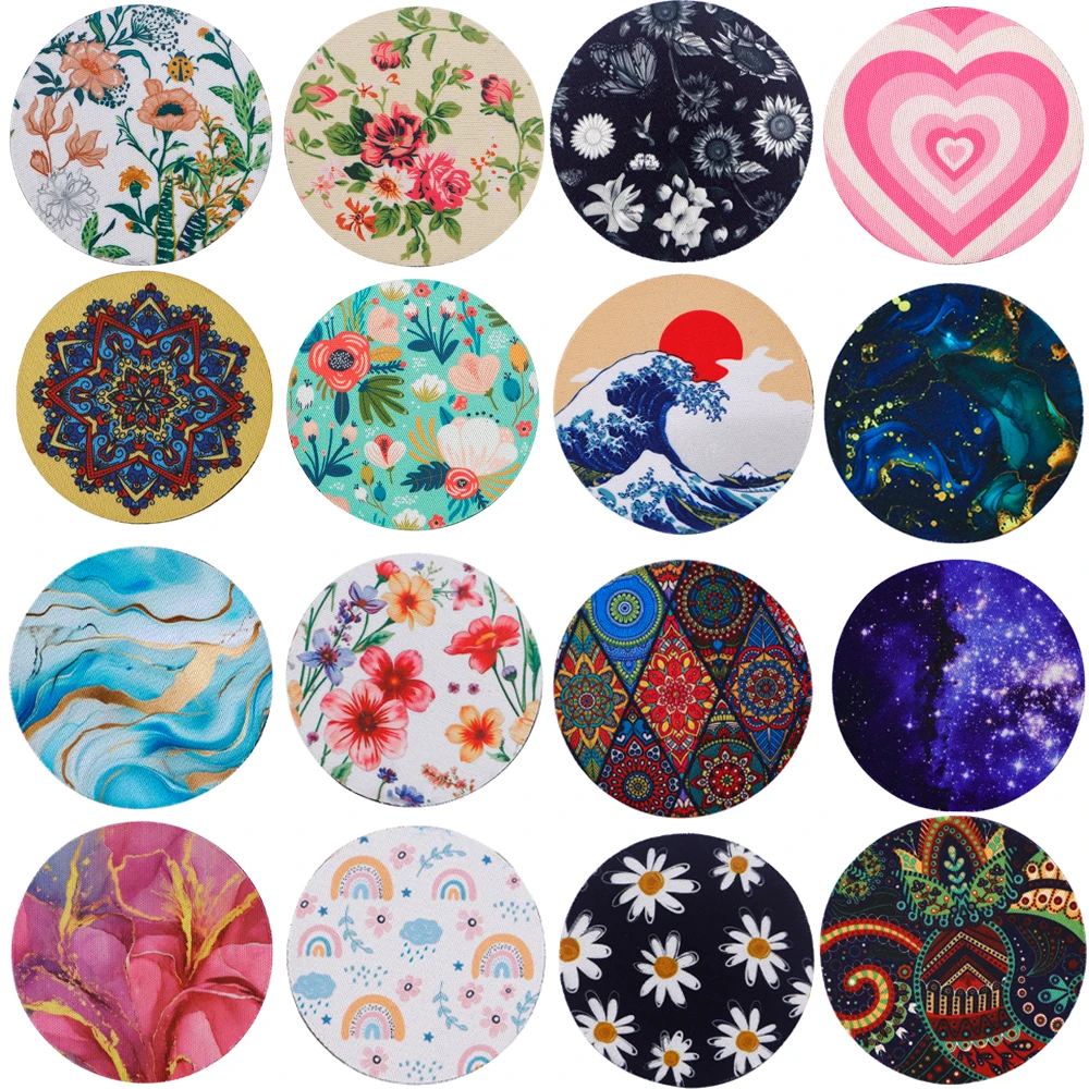 Flower Cup Mat Dining Table Protector Pad Sea Wave Cup Drink Mat Plate Coasters for Mugs and Cups Rug Pad 2pc/Set