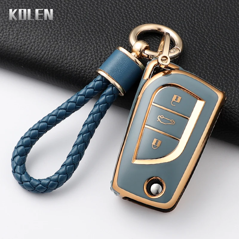 موضة حافظة مفاتيح السيارة من البولي يوريثان غطاء لتويوتا Aygo يارس هايلاندر كامري RAV4 كورولا لاند كروزر برادو المحمية المفاتيح فوب حقيبة #4