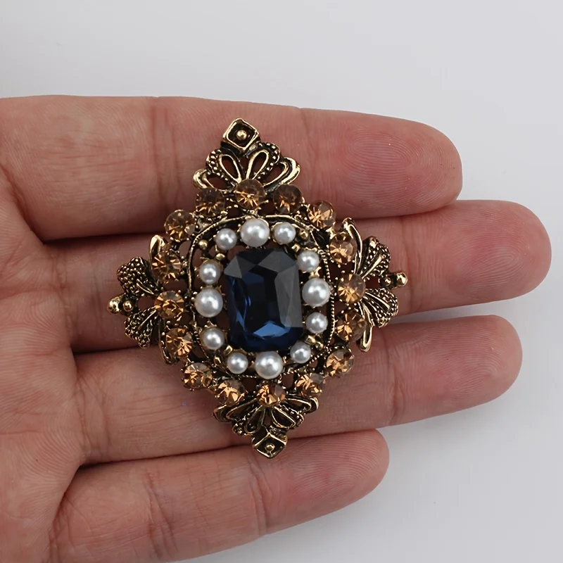 women retro pearl gemstone brooch, fashion clothing pin suit accessories