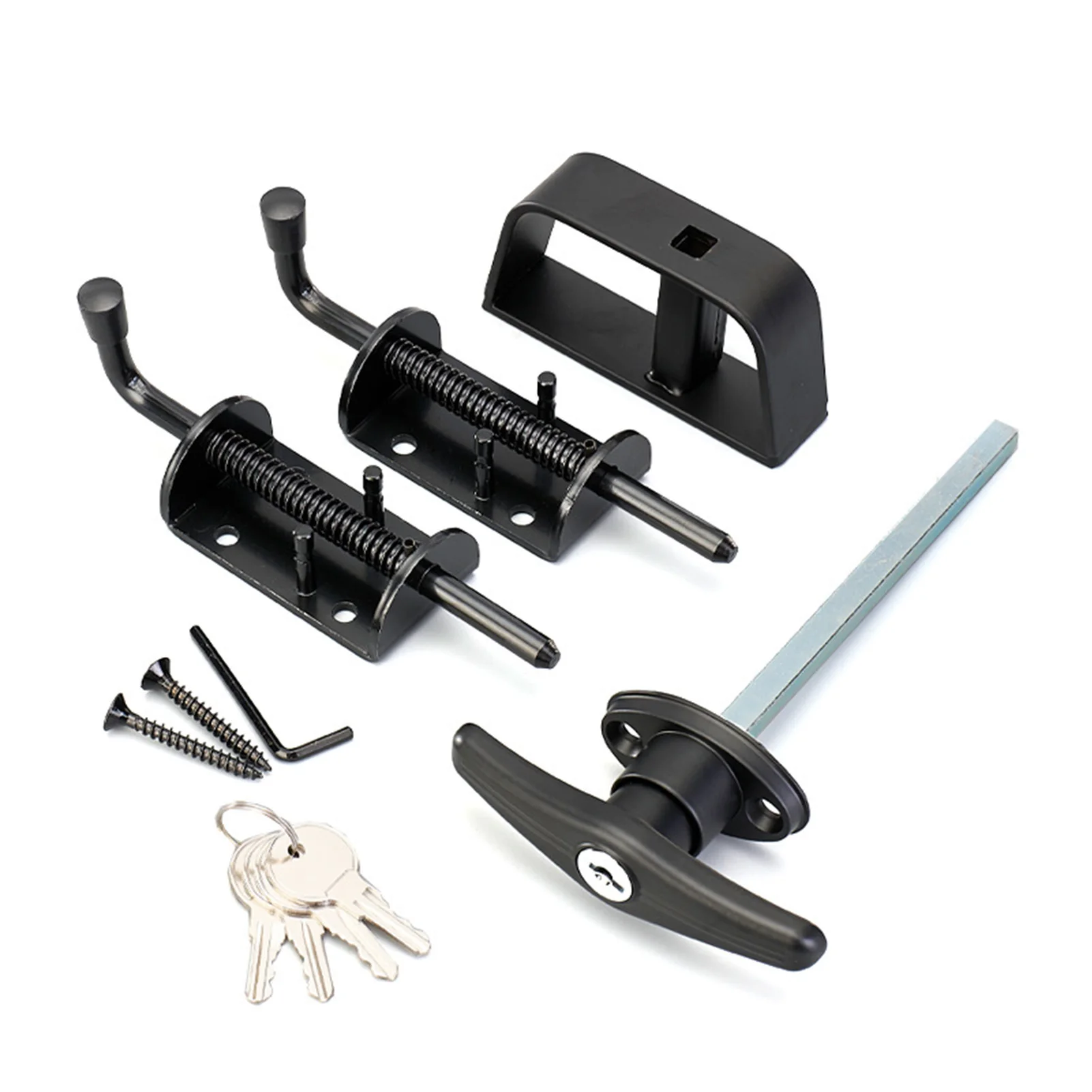 Shed Door Latch T-Handle Lock 4 Keys And Spring Loaded Barrels Bolts Latch Pin Shed Door