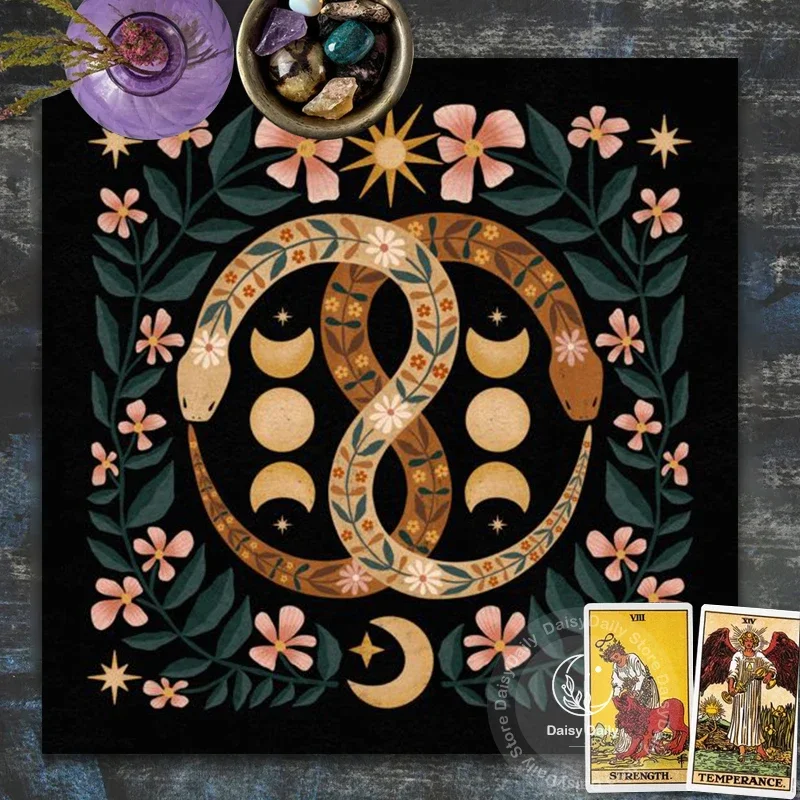 الشمس القمر الأفعى التارو حصيرة التارو القماش مذبح ضريح النبات زهرة مفرش المائدة القماش العرافة مذبح القماش مجلس بطاقة الألعاب وسادة ديكور