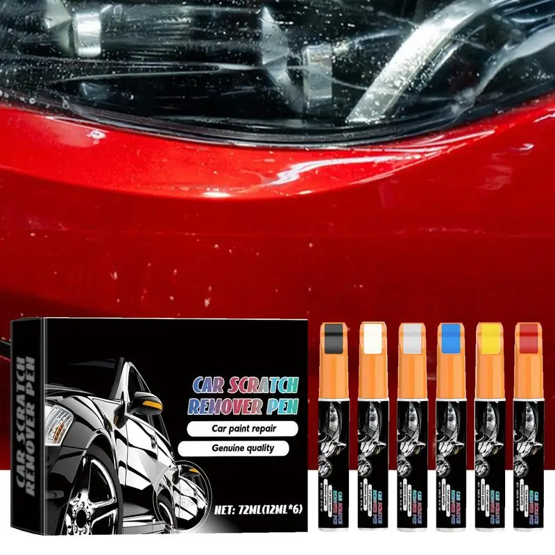 6 Color Car Refinisher Pen Refinisher Paint Pen Car Paint Scratch Repair Refurbishment Touch-Up Pen For Cars Suvs Rvs Trucks