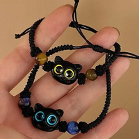 Cute Big Eye Cat Bracelets for Women Cartoon Enamel Animal  Pendant Hand Chain Kids Boudoir Couple Bracelet Jewelry Gift