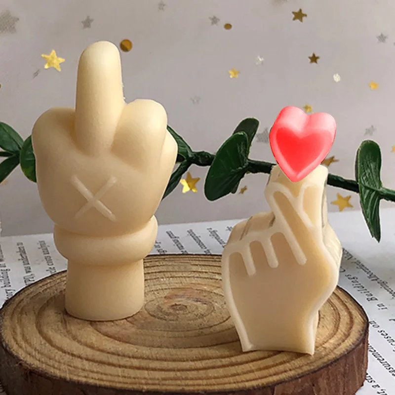 Middle Finger Gesture Love Silicone Candle Mold Fondant Biscuit Candy Chocolate Mold Epoxy Resin Mold DIY Homemade Cake Decorate