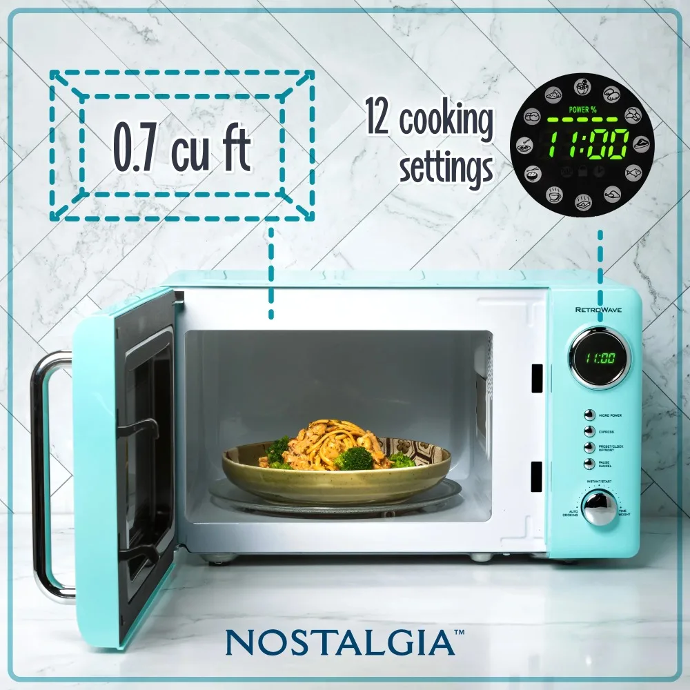 Compact Countertop Microwave Oven,0.7 Cu. Ft.,700-Watts with LED Digital Display,Child Lock,Easy Clean Interior