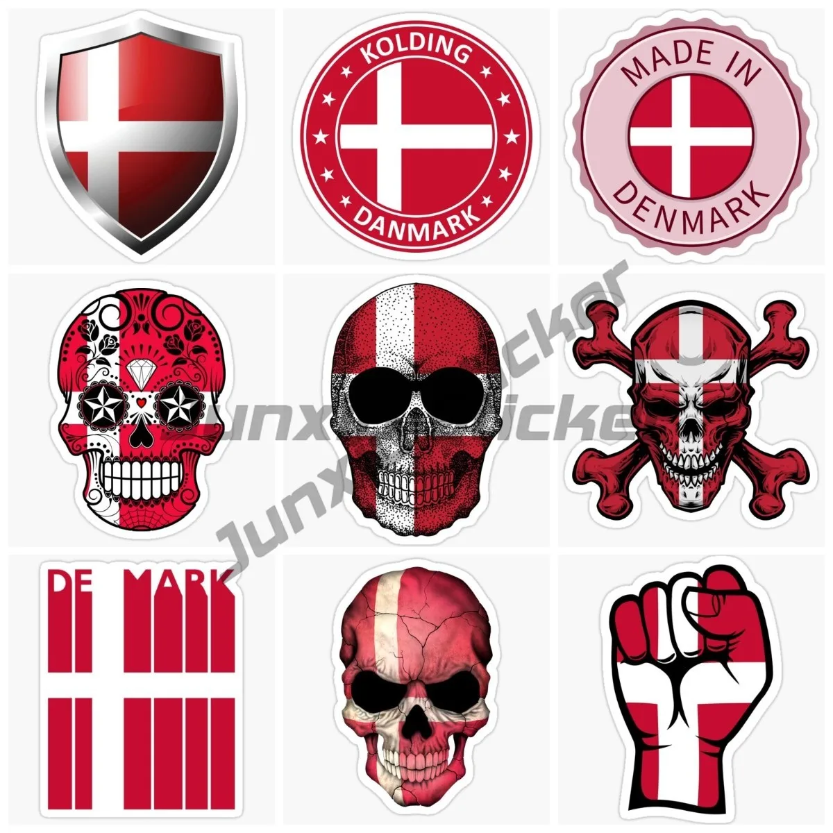 

Denmark Flag Vinyl Autohesion Stickers Truck Racing Car Laptop Moto Helmet Door Book Windows Decals Customizable