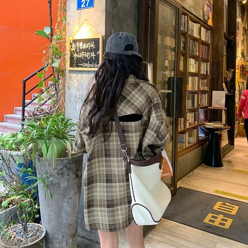 Camicie da donna popolari alla moda semplici plaid tutto-fiammifero per il tempo libero dritto stile coreano primaverile abbigliamento giovane donna