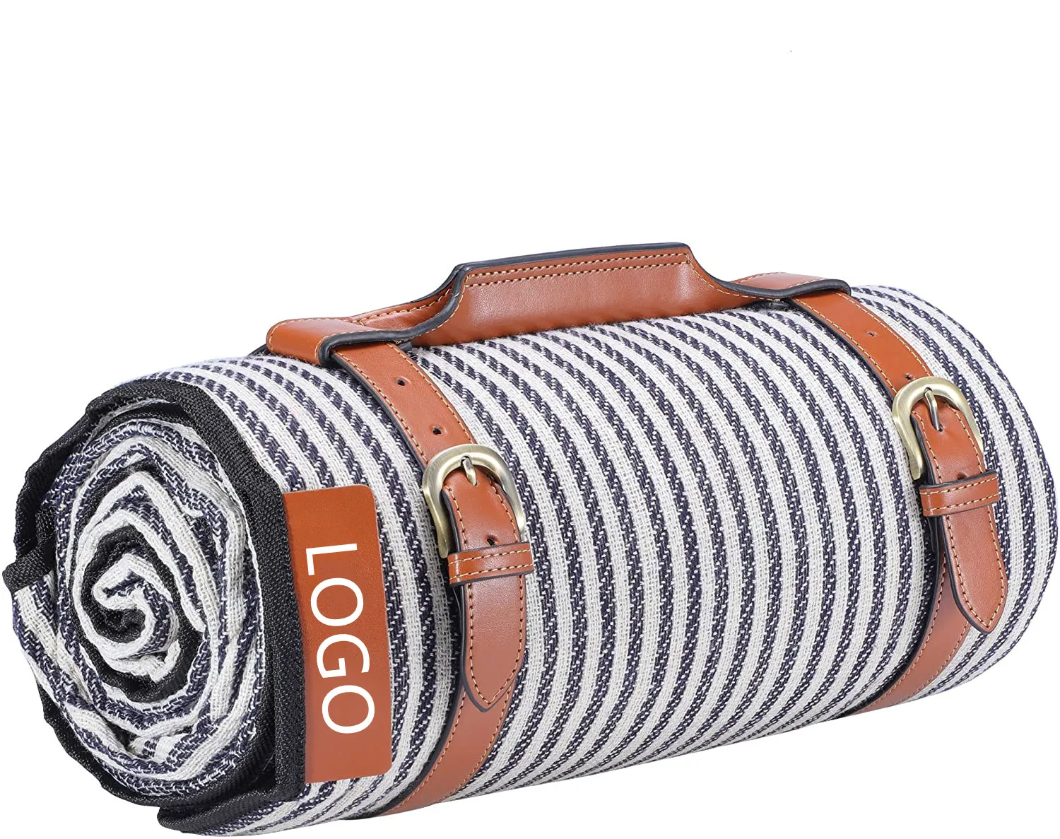 

White and Black Stripe Waterproof Sand Proof Picnic Beach Mat Rug Heavy Duty Wet Lawn Blanket Backing for Outdoor Picnics Park
