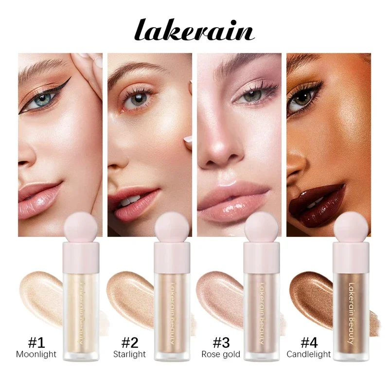 4Color Iluminador Líquido para el Rostro Bronceador Contorno Iluminador Maquillaje Líquido Brillo para el Rostro Iluminador Iluminador Maquillaje