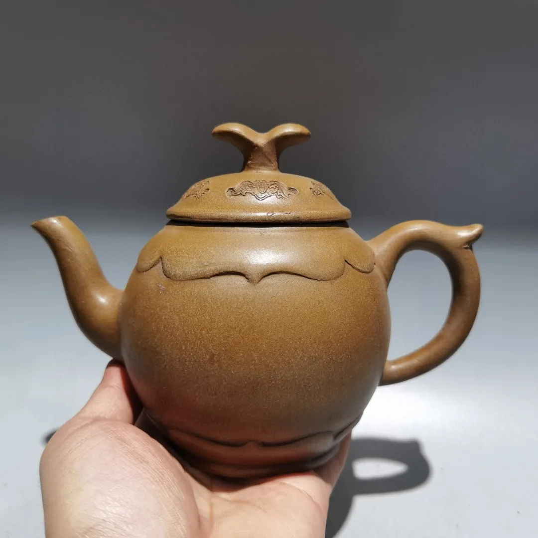 

8"Chinese Yixing Purple Clay Teapot Ruyi petal lid pot kettle teapot flagon Gather fortune Office Ornaments