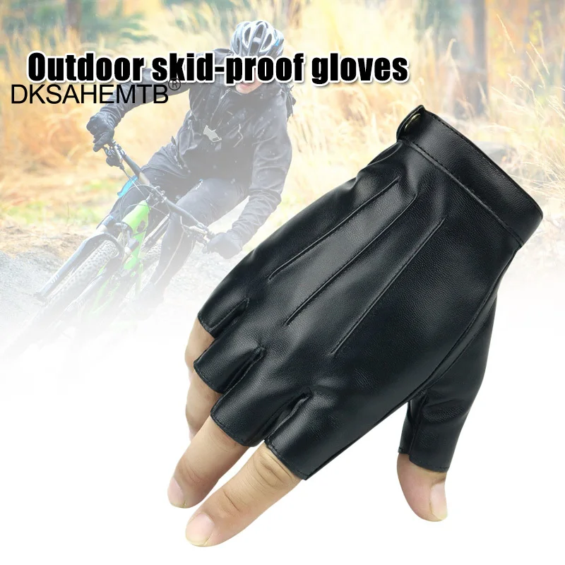 Waterproof Cycling Gloves Half Finger Non Slip Leather Glove Outdoor Camping Picnic Rock Climbing Skiing Glove Cycling Accessory