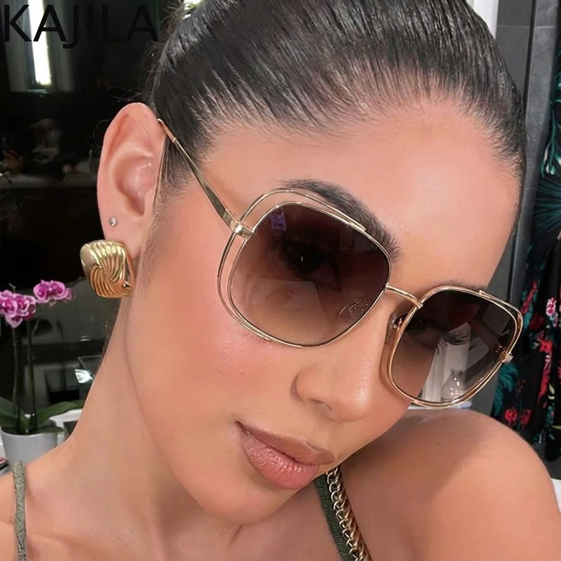 

Oversized Square Punk Sunglasses Women Big 2026 Luxury Brand Vintage Metal Frame Sun Glasses For Ladies Shield Shades Eyewear