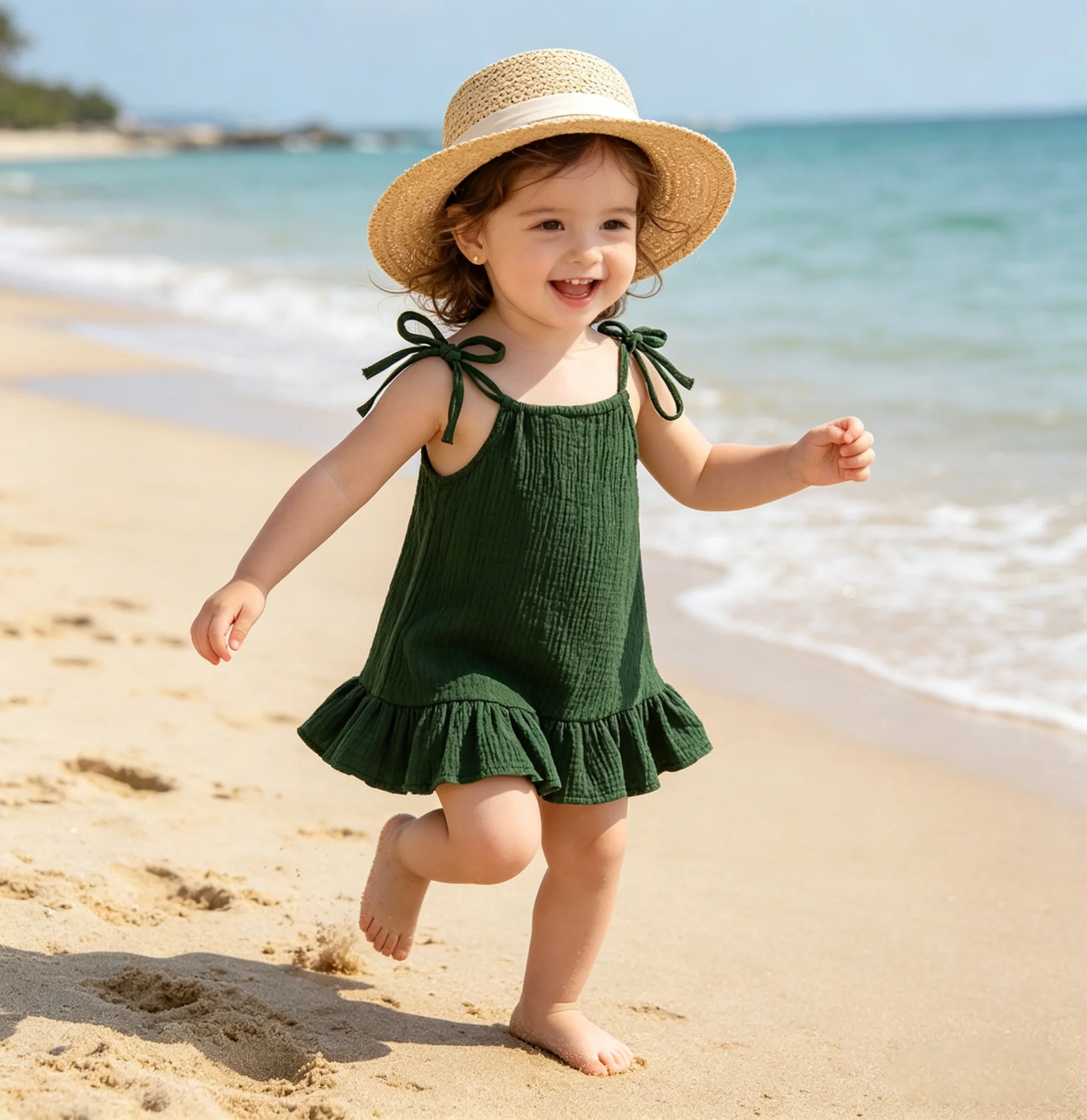 Kinder kleidung Mädchen einfarbig binden Schleife Kleid, geeignet für 1-5 Jahre alte Mädchen ausgehen für Sommer Mode Kleid