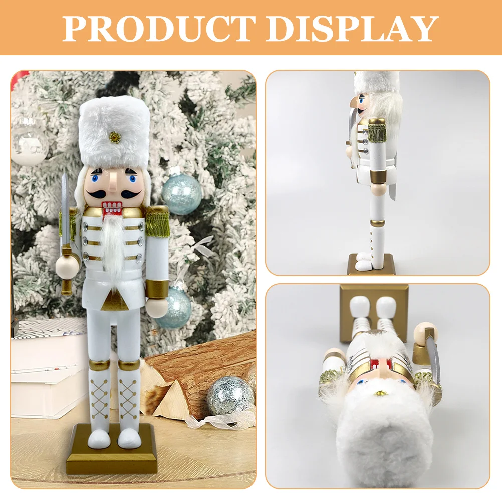 

Christmas Nutcracker Soldier Ornament Traditional Wood Nutcracker Puppet Desktop Xmas Decoration Tabletop Home Decor