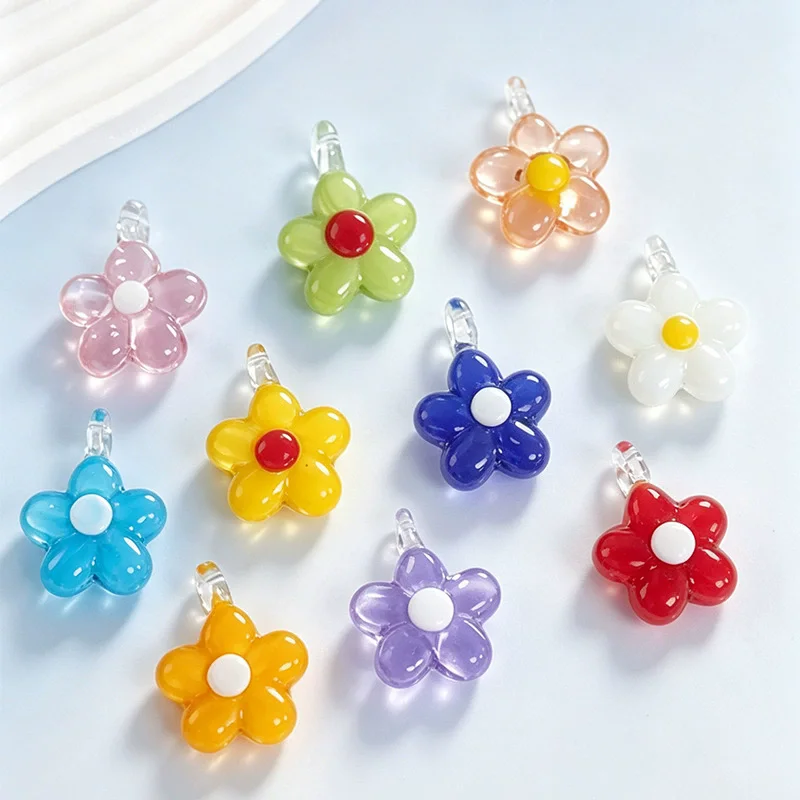 10pcs 23X28mm Handmade Lampwork Flower Pendant For Necklace Making Five-petaled Flower Glass Pendants Jewelry Accessories