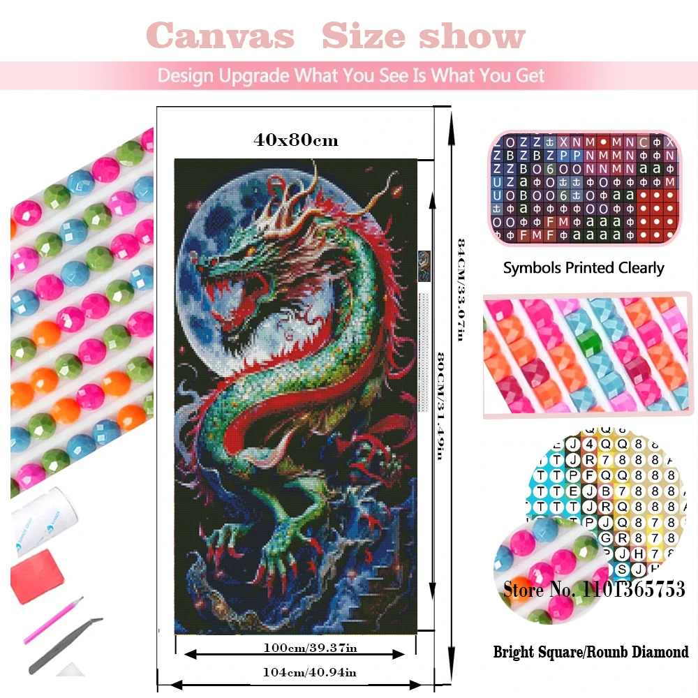 Fantasy Animal 5D Full Drill Diamond Art Painting Dragon Embroidery Mosaic Rhinestone Cross Stitch Kits Home Decor Kids Gift