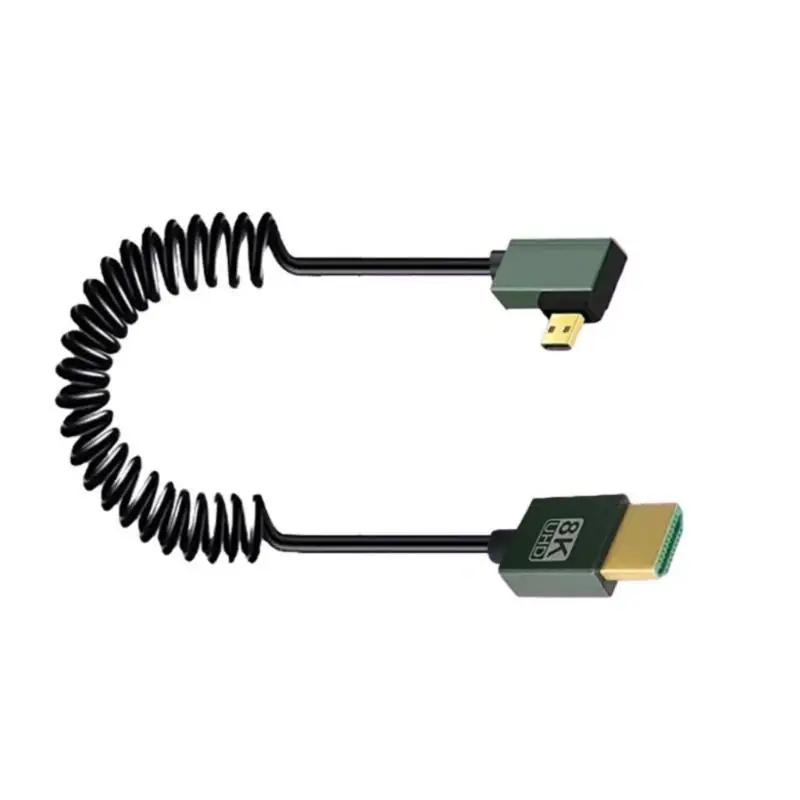 652F Spring Retractable Soft  To Micros  Cable 8K@60Hz Adapter Cord