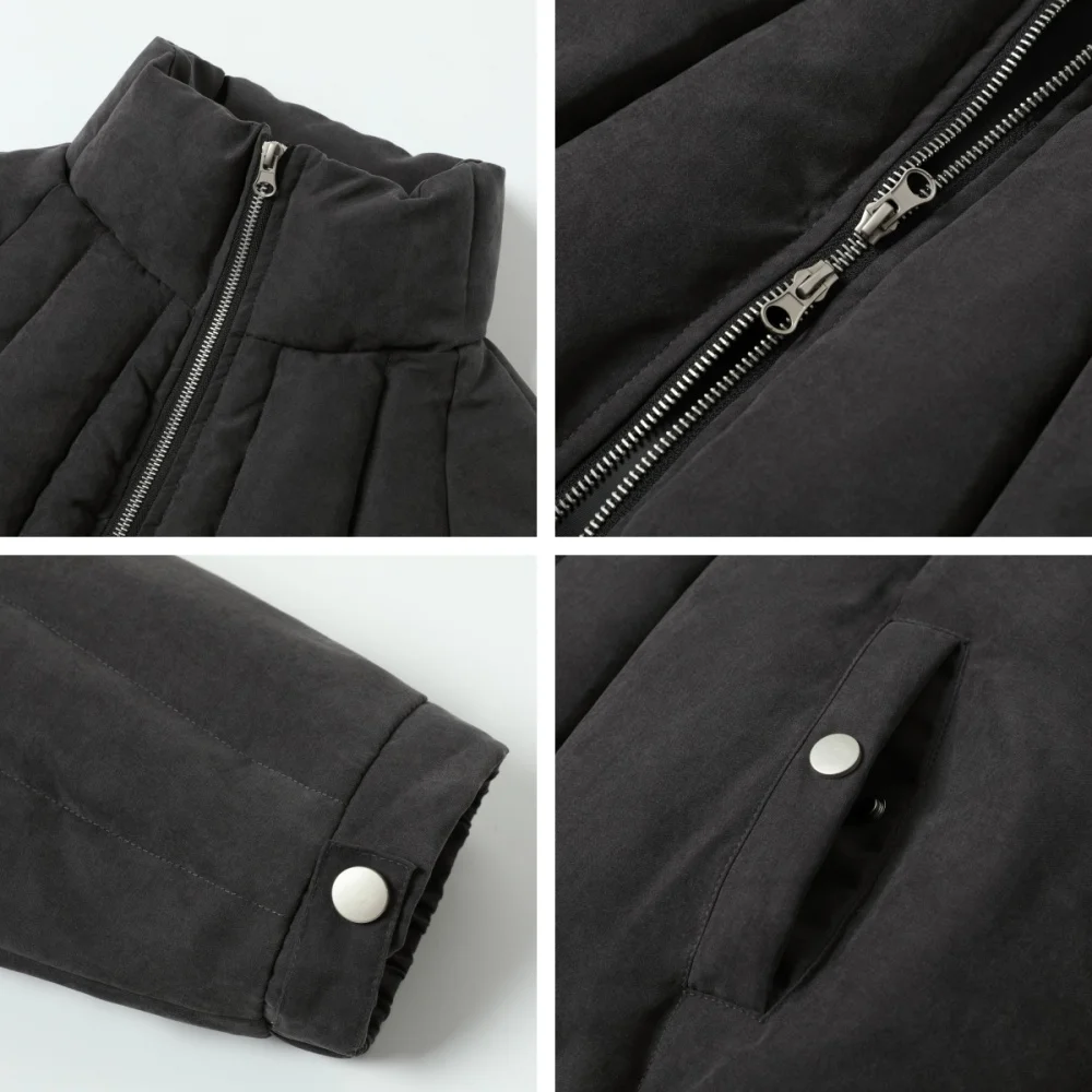 Jaqueta de inverno feminina de alta qualidade estofamento zíper casal gola leve acolchoado jaquetas casacos de inverno femininos