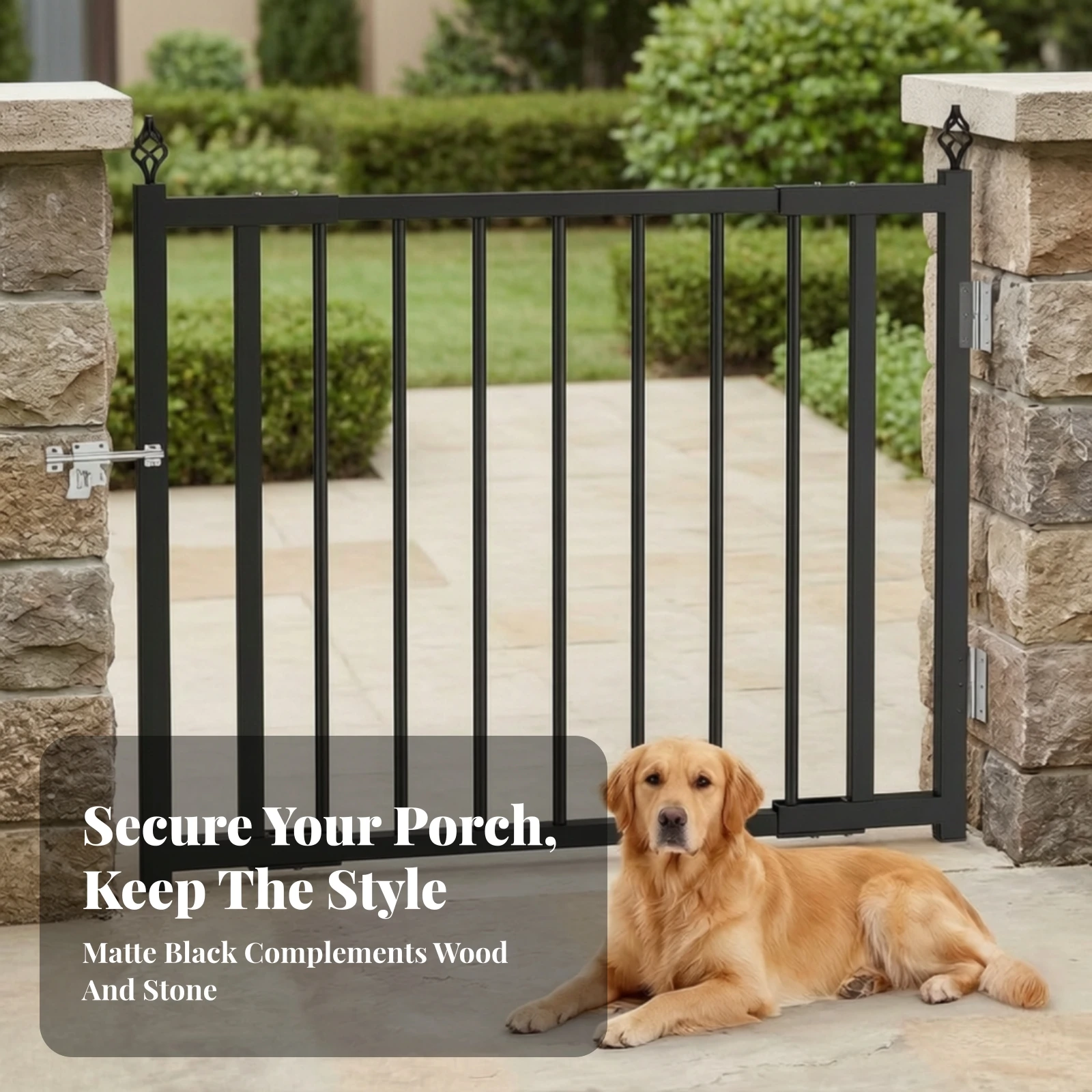 Deck Gate Kit Long-Lasting Deck Gate with Self-Closing Hinges Heavy-Duty Secure for Garden, Courtyard