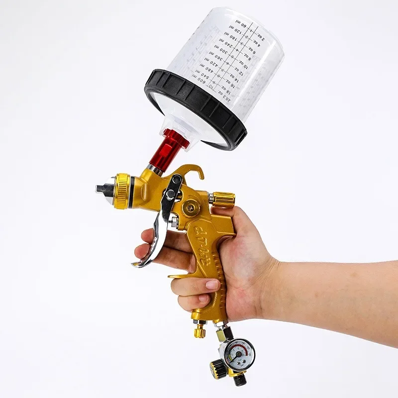 

2008 Pneumatic Paint Spray Gun Gold High Atomization Topcoat 1.3/1.5/1.8mm Pot Free Cleaning Spray Gun Car DIY Sell Set Tool